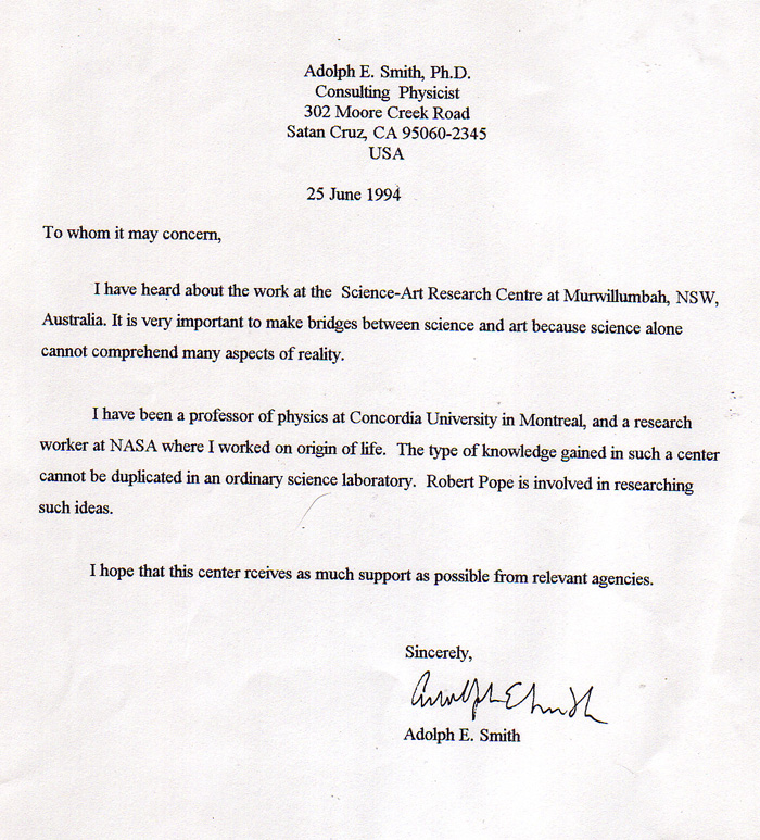 Letter from Adolph Smith