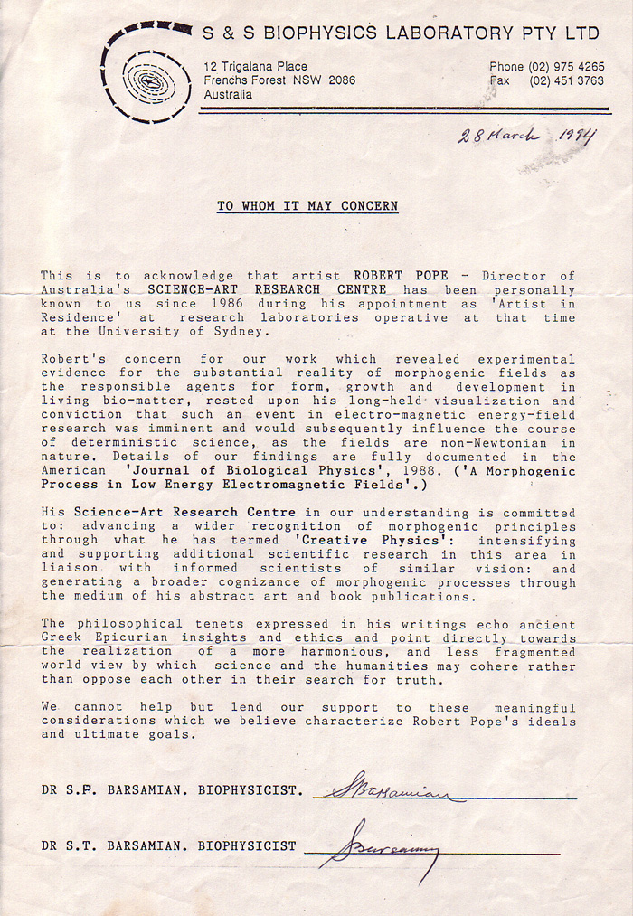 Letter from Barsamian