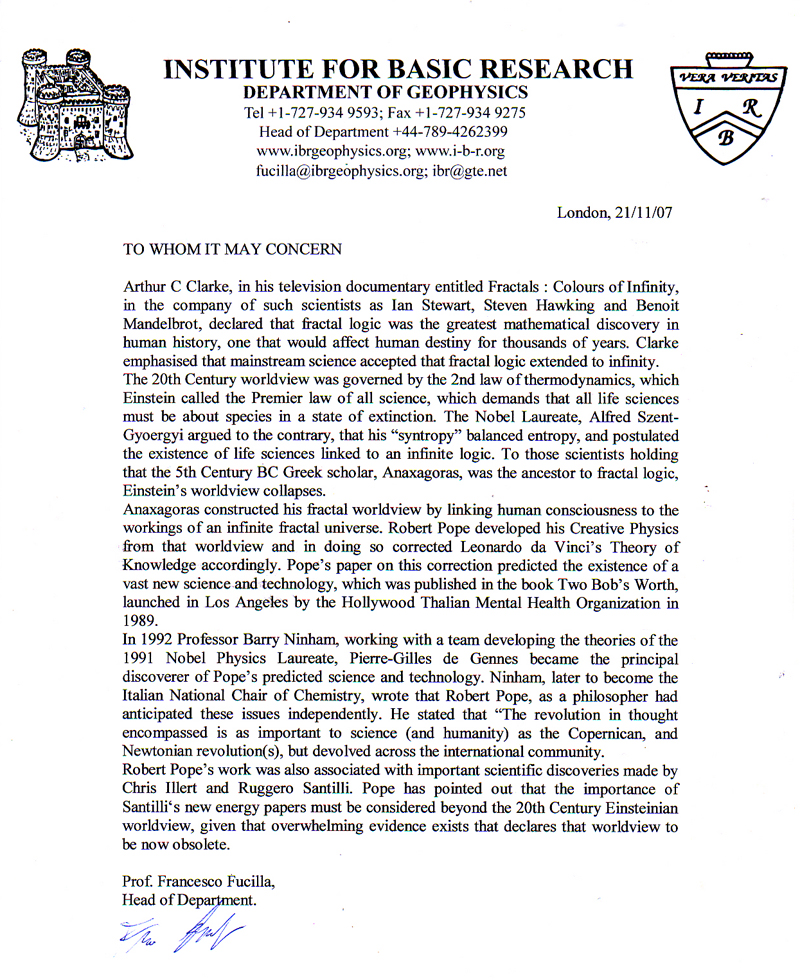 Letter from Fucilla