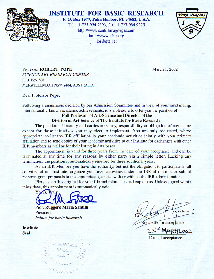 IBR appointment document