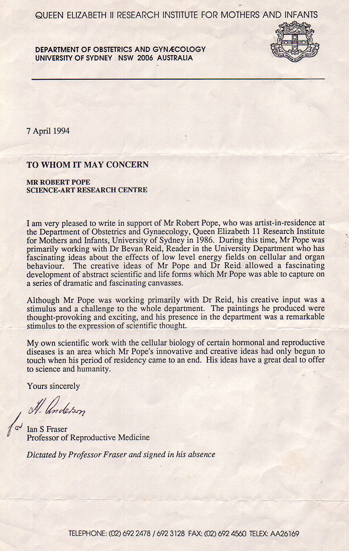 Letter from Dr Fraser