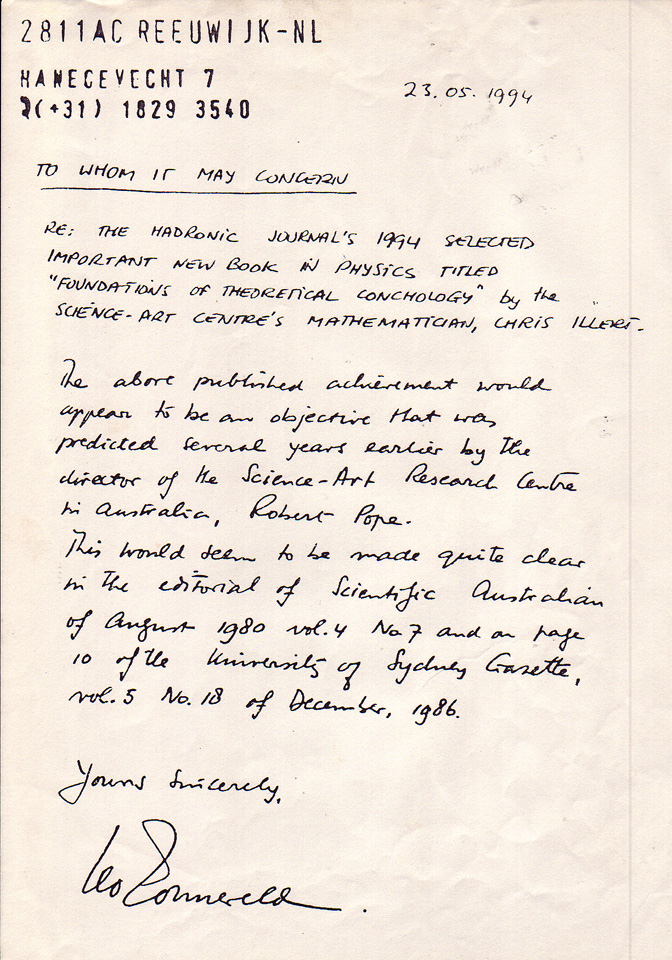 Letter from Dr Zonneveld