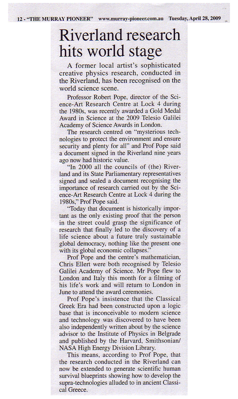 Murray Pioneer April 28th Article
