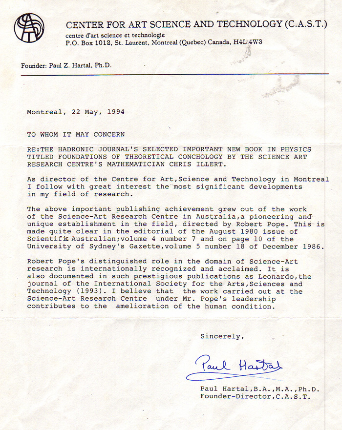 Letter from Paul Hartal