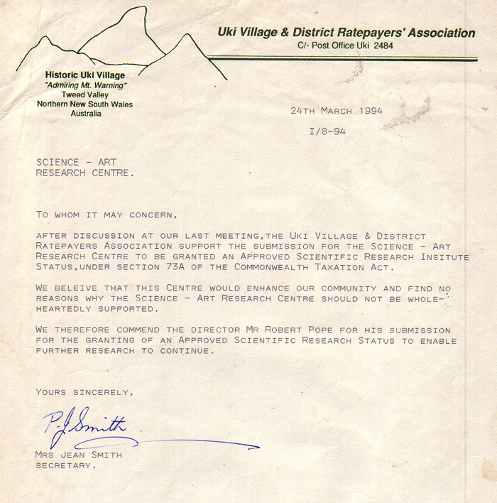 Letter from Uki Ratepayers