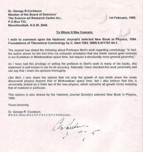 Letter from Dr Cockburn