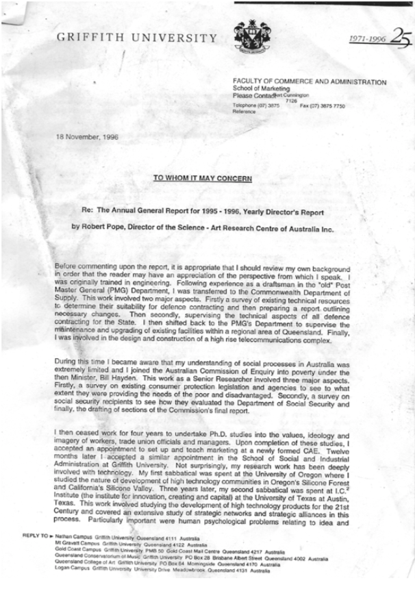 Letter from Dr Cunnington